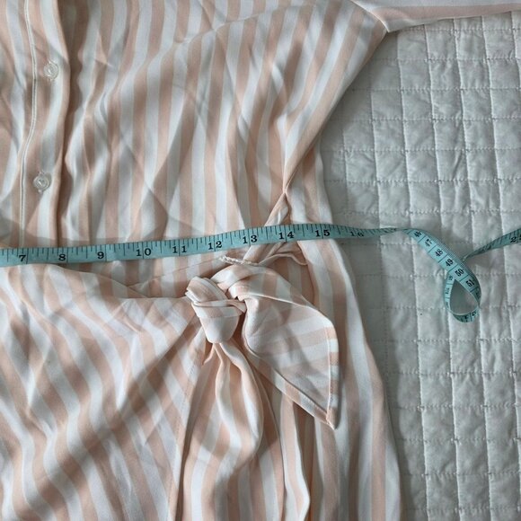 Alex Marie Womens Striped Wrap Shirt Dress Size 6 Pink & White Long Sleeve Polye - Picture 8 of 11